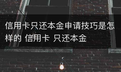 信用卡只还本金申请技巧是怎样的 信用卡 只还本金