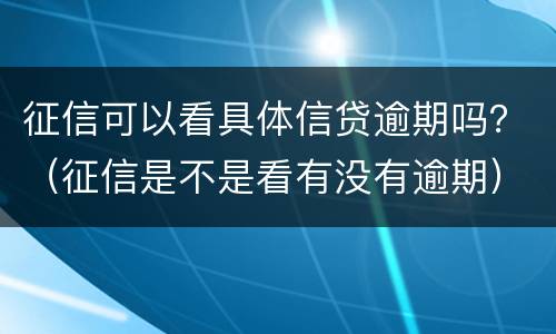 征信可以看具体信贷逾期吗？（征信是不是看有没有逾期）