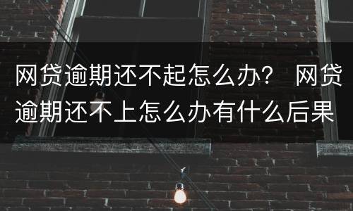 网贷逾期还不起怎么办？ 网贷逾期还不上怎么办有什么后果