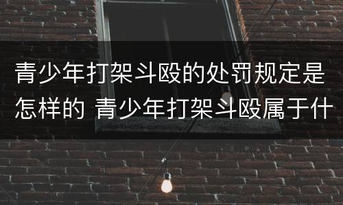 青少年打架斗殴的处罚规定是怎样的 青少年打架斗殴属于什么行为