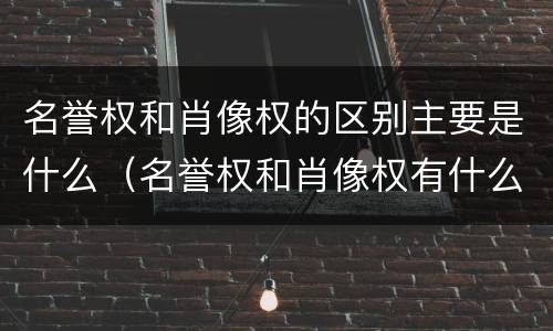 名誉权和肖像权的区别主要是什么（名誉权和肖像权有什么区别）