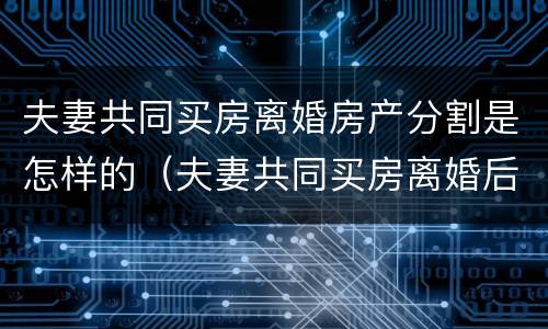 夫妻共同买房离婚房产分割是怎样的（夫妻共同买房离婚后房子归谁）