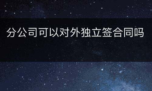分公司可以对外独立签合同吗