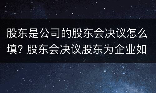 股东是公司的股东会决议怎么填? 股东会决议股东为企业如何签订