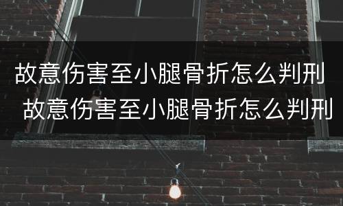 故意伤害至小腿骨折怎么判刑 故意伤害至小腿骨折怎么判刑的