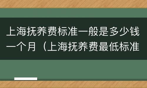 上海抚养费标准一般是多少钱一个月（上海抚养费最低标准是多少）