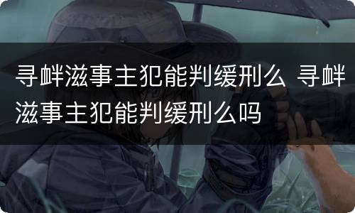 寻衅滋事主犯能判缓刑么 寻衅滋事主犯能判缓刑么吗