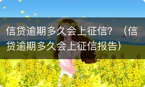 信贷逾期多久会上征信？（信贷逾期多久会上征信报告）