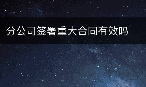 分公司签署重大合同有效吗