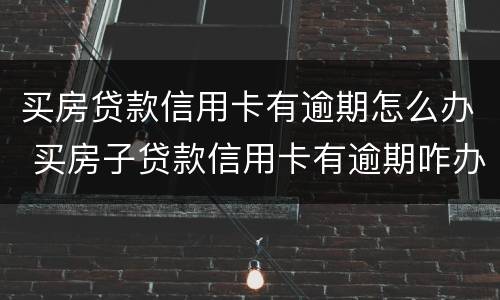 买房贷款信用卡有逾期怎么办 买房子贷款信用卡有逾期咋办