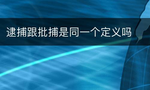 逮捕跟批捕是同一个定义吗