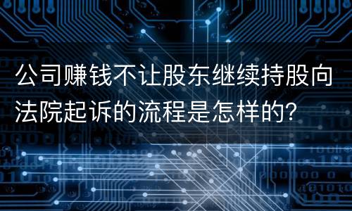 公司赚钱不让股东继续持股向法院起诉的流程是怎样的？