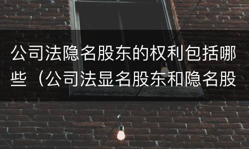 公司法隐名股东的权利包括哪些（公司法显名股东和隐名股东法律规定）