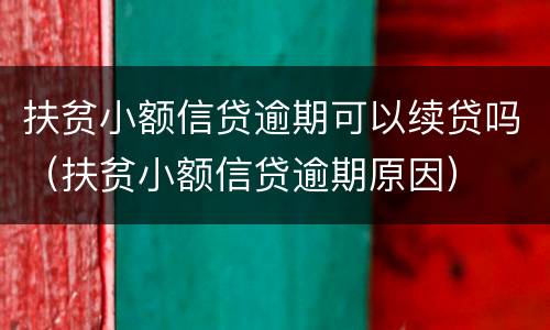 扶贫小额信贷逾期可以续贷吗（扶贫小额信贷逾期原因）