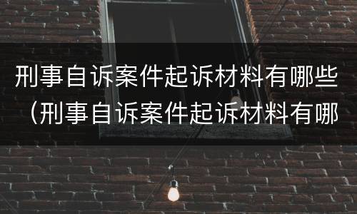 刑事自诉案件起诉材料有哪些（刑事自诉案件起诉材料有哪些内容）
