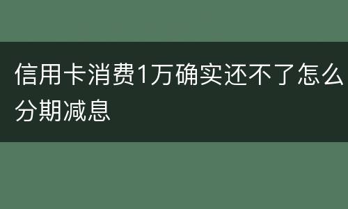 信用卡消费1万确实还不了怎么分期减息
