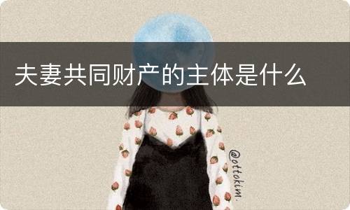 夫妻共同财产的主体是什么