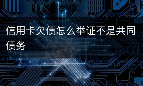 信用卡欠债怎么举证不是共同债务