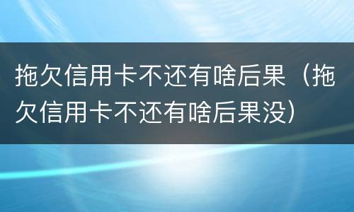 拖欠信用卡不还有啥后果（拖欠信用卡不还有啥后果没）