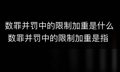 数罪并罚中的限制加重是什么 数罪并罚中的限制加重是指