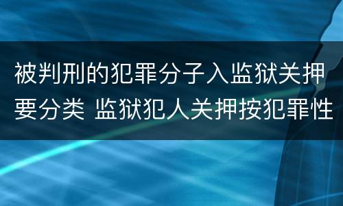 被判刑的犯罪分子入监狱关押要分类 监狱犯人关押按犯罪性质吗