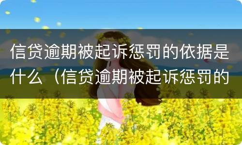 信贷逾期被起诉惩罚的依据是什么（信贷逾期被起诉惩罚的依据是什么法律）