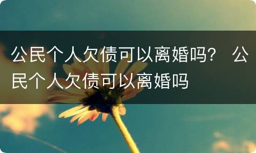 公民个人欠债可以离婚吗？ 公民个人欠债可以离婚吗