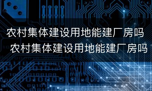 农村集体建设用地能建厂房吗 农村集体建设用地能建厂房吗