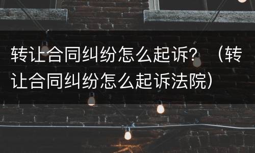 转让合同纠纷怎么起诉？（转让合同纠纷怎么起诉法院）