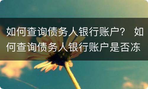 如何查询债务人银行账户？ 如何查询债务人银行账户是否冻结