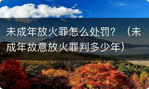 未成年放火罪怎么处罚？（未成年故意放火罪判多少年）