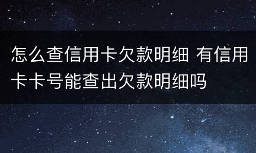 怎么查信用卡欠款明细 有信用卡卡号能查出欠款明细吗