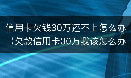 信用卡欠钱30万还不上怎么办（欠款信用卡30万我该怎么办）