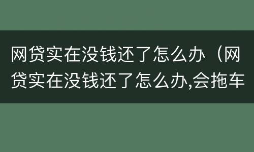 网贷实在没钱还了怎么办（网贷实在没钱还了怎么办,会拖车抵押吗）