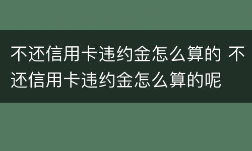 不还信用卡违约金怎么算的 不还信用卡违约金怎么算的呢