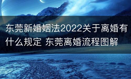东莞新婚姻法2022关于离婚有什么规定 东莞离婚流程图解