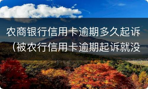 农商银行信用卡逾期多久起诉（被农行信用卡逾期起诉就没办法协商了吗）