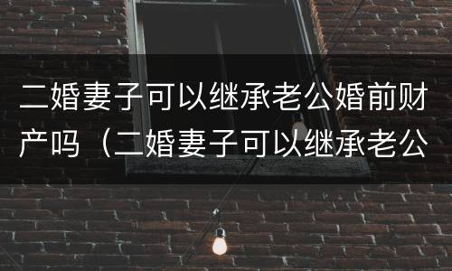 二婚妻子可以继承老公婚前财产吗（二婚妻子可以继承老公婚前财产吗知乎）