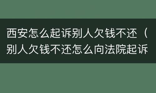 西安怎么起诉别人欠钱不还（别人欠钱不还怎么向法院起诉）