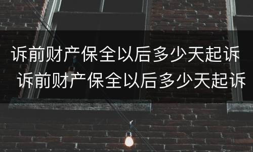 诉前财产保全以后多少天起诉 诉前财产保全以后多少天起诉法院