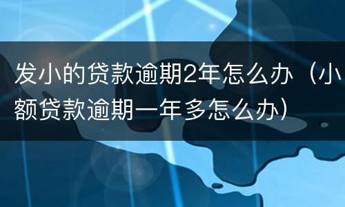 发小的贷款逾期2年怎么办（小额贷款逾期一年多怎么办）