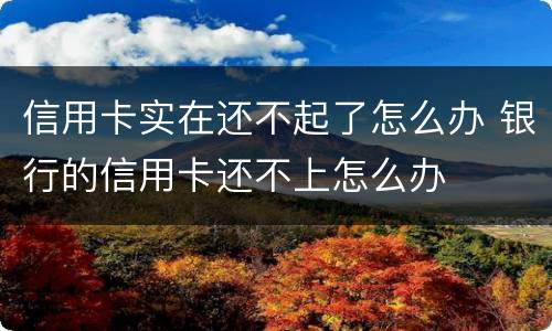 信用卡实在还不起了怎么办 银行的信用卡还不上怎么办