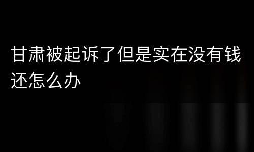 甘肃被起诉了但是实在没有钱还怎么办