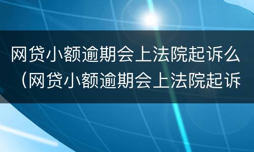 网贷小额逾期会上法院起诉么（网贷小额逾期会上法院起诉么嘛）