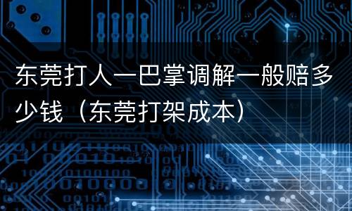 东莞打人一巴掌调解一般赔多少钱（东莞打架成本）