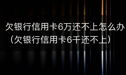 欠银行信用卡6万还不上怎么办（欠银行信用卡6千还不上）