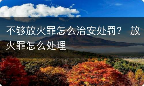 不够放火罪怎么治安处罚？ 放火罪怎么处理