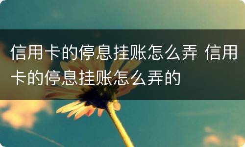 信用卡的停息挂账怎么弄 信用卡的停息挂账怎么弄的