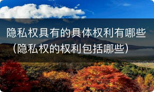 隐私权具有的具体权利有哪些（隐私权的权利包括哪些）