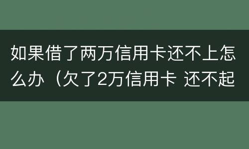 如果借了两万信用卡还不上怎么办（欠了2万信用卡 还不起怎么办）